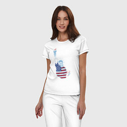 Пижама хлопковая женская Статуя свобода, цвет: белый — фото 2