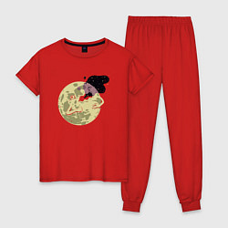 Пижама хлопковая женская Полнолуние, цвет: красный