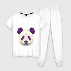 Пижама хлопковая женская Фиолетовая панда, цвет: белый