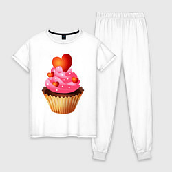 Пижама хлопковая женская Кекс, цвет: белый