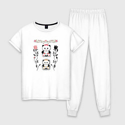 Пижама хлопковая женская Для детей Котята, цвет: белый