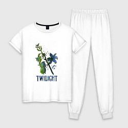 Пижама хлопковая женская Twilight Сумеречные цветы, цвет: белый