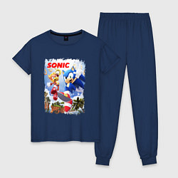 Пижама хлопковая женская SONIC СОНИК Z, цвет: тёмно-синий