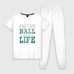 Пижама хлопковая женская Волейбол - моя жизнь, цвет: белый
