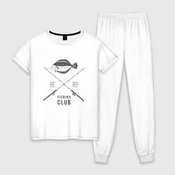Пижама хлопковая женская Рыбаловный клуб, цвет: белый