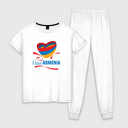 Пижама хлопковая женская Я люблю Армению, цвет: белый