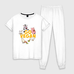 Пижама хлопковая женская Go Vegan, цвет: белый