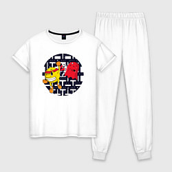 Пижама хлопковая женская Pac-Man, цвет: белый