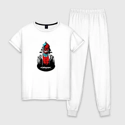 Пижама хлопковая женская Samurai Cyberpunk 2077, цвет: белый