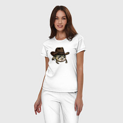 Пижама хлопковая женская Дождевая лягушка в шляпе, цвет: белый — фото 2