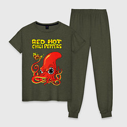 Пижама хлопковая женская RED HOT CHILI PEPPERS, цвет: меланж-хаки