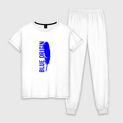 Пижама хлопковая женская Blue Origin logo перо, цвет: белый