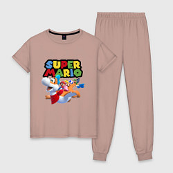 Пижама хлопковая женская Super Mario убойная компания, цвет: пыльно-розовый