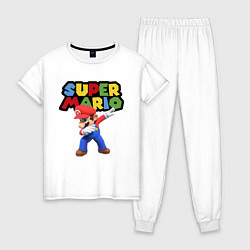 Пижама хлопковая женская Super Mario Dab, цвет: белый