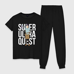 Пижама хлопковая женская Super Ultra Quest, цвет: черный