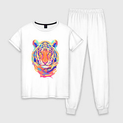 Пижама хлопковая женская Color Tiger, цвет: белый