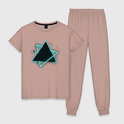 Пижама хлопковая женская Треугольник неон, цвет: пыльно-розовый