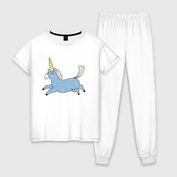 Пижама хлопковая женская Единорог в полете, цвет: белый