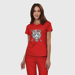Пижама хлопковая женская Королевский Тигр, цвет: красный — фото 2
