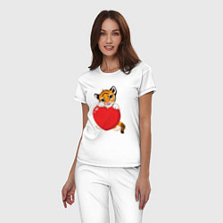 Пижама хлопковая женская Tiger Love, цвет: белый — фото 2