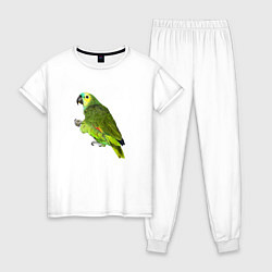 Пижама хлопковая женская Попугайчик, цвет: белый