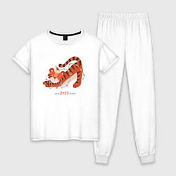 Пижама хлопковая женская 2022 - Тигр, цвет: белый