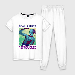 Пижама хлопковая женская ASTROWORLD TRAVIS SCOTT Z, цвет: белый