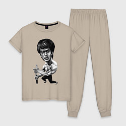 Пижама хлопковая женская Bruce Lee, цвет: миндальный