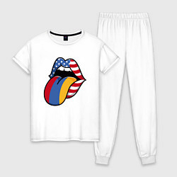 Пижама хлопковая женская Армения - США, цвет: белый