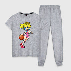 Пижама хлопковая женская Peach Basketball, цвет: меланж