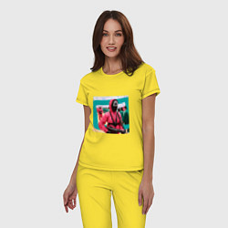 Пижама хлопковая женская Игра в кальмара 2021, цвет: желтый — фото 2