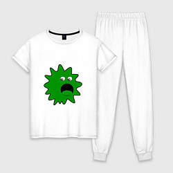 Пижама хлопковая женская Зеленый паразит кричит, цвет: белый