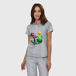 Пижама хлопковая женская Mario&Yoshi, цвет: меланж — фото 2