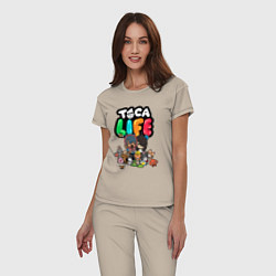 Пижама хлопковая женская Toca Life, цвет: миндальный — фото 2