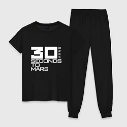 Пижама хлопковая женская 30 Seconds To Mars logo, цвет: черный