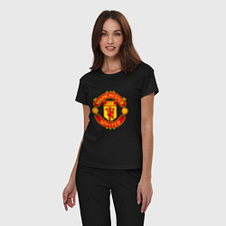 Пижама хлопковая женская Манчестер Юнайтед логотип, цвет: черный — фото 2