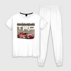 Пижама хлопковая женская Toyota Racing Development, цвет: белый