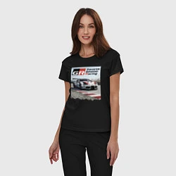 Пижама хлопковая женская Toyota Gazoo Racing - легендарная спортивная коман, цвет: черный — фото 2
