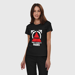 Пижама хлопковая женская 30 Seconds To Mars Logo, цвет: черный — фото 2