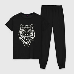 Пижама хлопковая женская Tiger print, цвет: черный