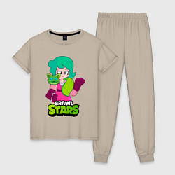 Пижама хлопковая женская Лола из Brawl Stars, цвет: миндальный