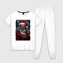 Пижама хлопковая женская Дед Мороз - зомби, цвет: белый