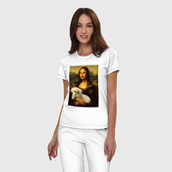 Пижама хлопковая женская Моно Лиза с собакой, цвет: белый — фото 2
