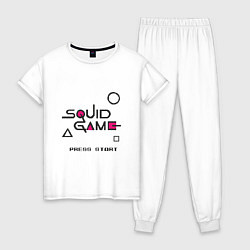Пижама хлопковая женская Squid Game - Press Start, цвет: белый