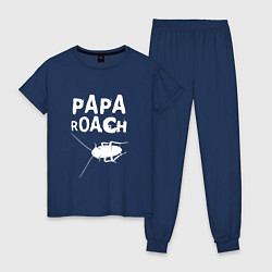 Пижама хлопковая женская Papa roach Таракан, цвет: тёмно-синий