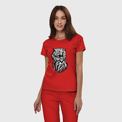 Пижама хлопковая женская Тигр со шрамом на глазу, цвет: красный — фото 2