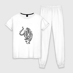 Пижама хлопковая женская Символ года тигр, цвет: белый