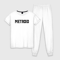 Пижама хлопковая женская Metroid Dread Black Logo, цвет: белый
