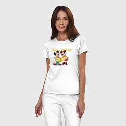 Пижама хлопковая женская Happy Holoday Mouse, цвет: белый — фото 2