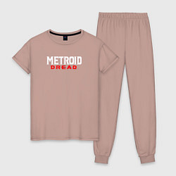 Пижама хлопковая женская Metroid Dread Логотип, цвет: пыльно-розовый